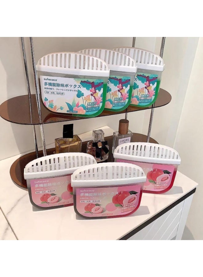 HUANXIN HOME 2PCS Refrigerator Deodorizer and Refrigerator Deodorizer Refrigerator Freezer Deodorizer, Household Sterilization and Deodorization are More Effective Than Baking Soda. Plant Formula is Safe, Non-toxic and Compact Design (Peach Flavor and White Tea Flavor) - Image 5